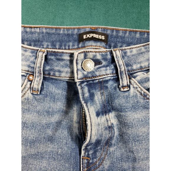 Express Jeans Size 30x32 Mens Blue Pants Denim Baggy Mid Rise Slim Straight - Picture 7 of 14